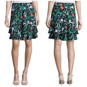 POROPHROSE Black hummingbird bird print Short Skirt, Size Small
